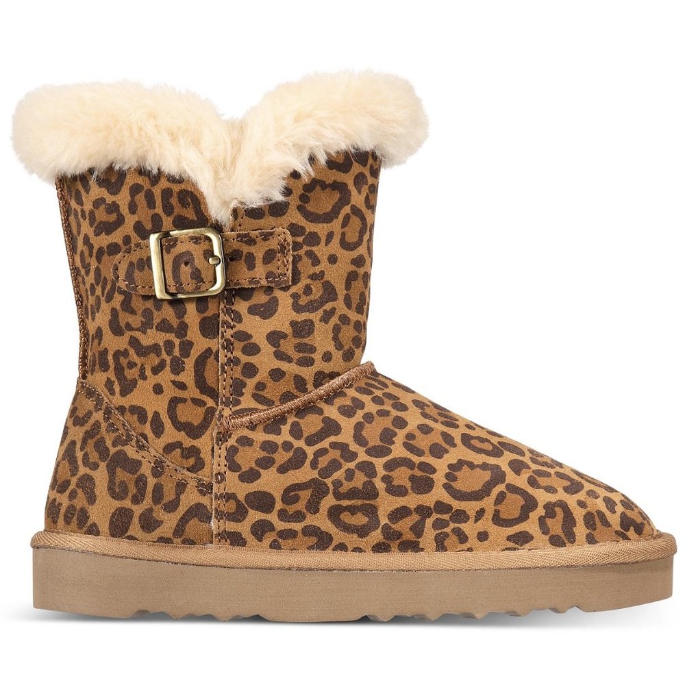 Style & Co Genuine Suede Leopard Boots w/Faux Fur